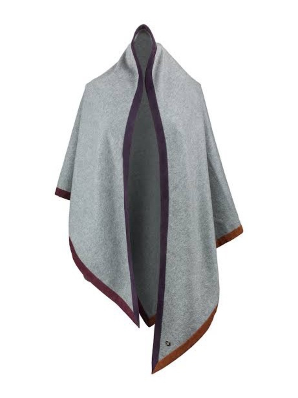 Loro Piana Suede Trim cashmere Scarf with Gray, Rust, Dark Plum